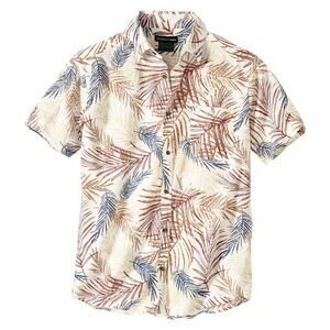 Atlas For Men Mens Palm Print Shirt / Ecru